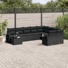 vidaXL 10 pcs conjunto sof&aacute;s de jardim c/ almofad&otilde;es vime PE preto