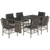 vidaXL 7 pcs conjunto de jantar p/ jardim c/ almofad&otilde;es vime PE cinza
