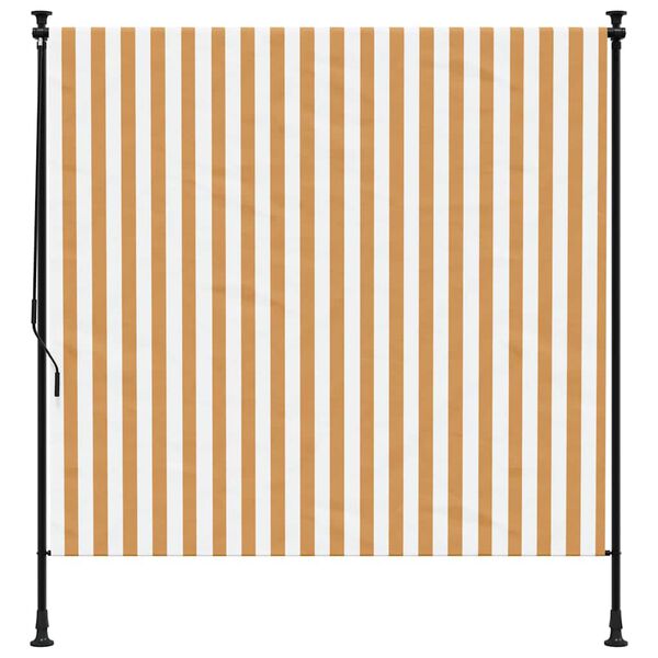vidaXL Estore de rolo exterior 150x270 cm tecido/a&ccedil;o laranja e branco