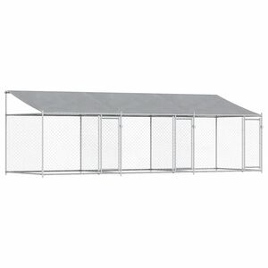 vidaXL Jaula para c&atilde;o com telhado/portas 6x2x2 m a&ccedil;o galvanizado cinza