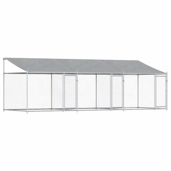 vidaXL Jaula para c&atilde;o com telhado/portas 6x2x2 m a&ccedil;o galvanizado cinza