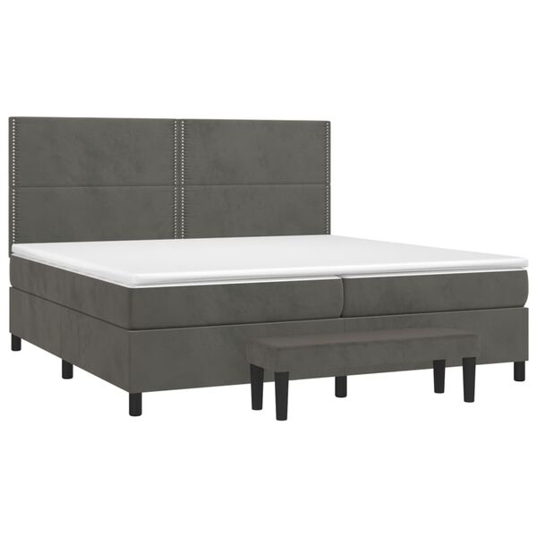 vidaXL Cama com molas/colch&atilde;o 200x200 cm veludo cinzento-escuro