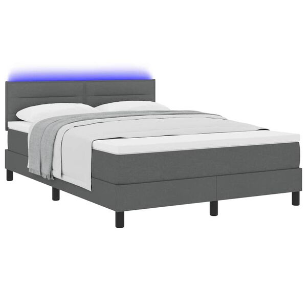 vidaXL Cama Box com colch&atilde;o Cinzento escuro 140 x 190 cm tecido