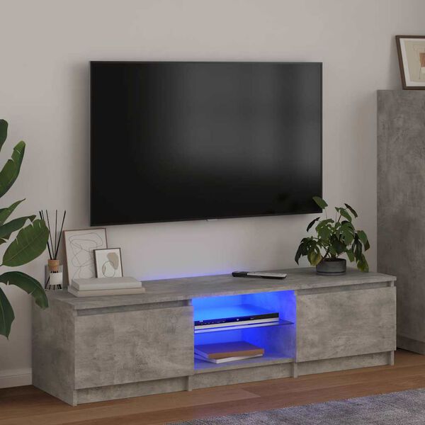vidaXL M&oacute;vel de TV com luzes LED 140x40x36 cm cinzento cimento
