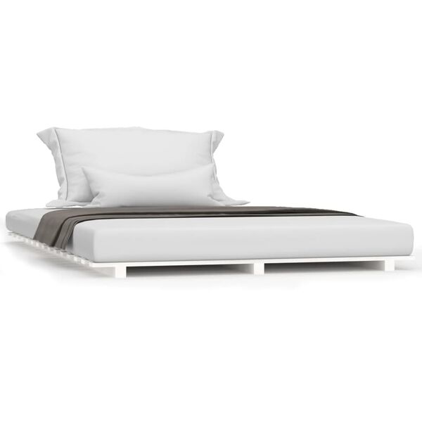 vidaXL Estrutura de cama 135x190 cm madeira de pinho maciça branco