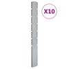 vidaXL Postes de veda&ccedil;&atilde;o jardim 10 pcs 180 cm a&ccedil;o galvanizado prateado