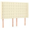 vidaXL Cabeceira cama c/ abas couro artificial 147x16x118/128 cm creme