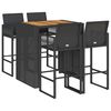 vidaXL 5 pcs conj. de bar jardim sem almofad&otilde;es vime PE/ac&aacute;cia preto