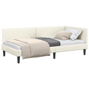 vidaXL Estrutura de Cama de Canto Creme 100 cm x 200 cm Veludo