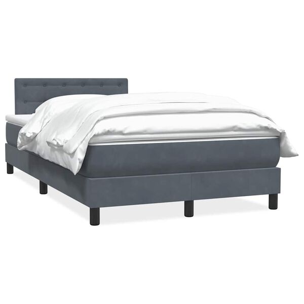 vidaXL Cama boxspring com colch&atilde;o 120x220 cm veludo cinzento-escuro