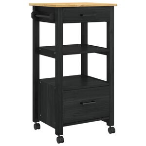 vidaXL Carrinho de Cozinha MONZA Preto 48 x 40 x 88,5 cm
