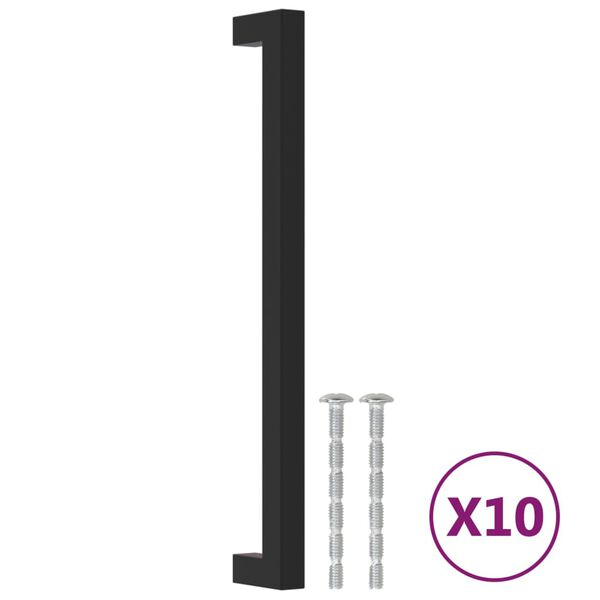 vidaXL Puxadores para m&oacute;veis 10 pcs 224 mm a&ccedil;o inoxid&aacute;vel preto