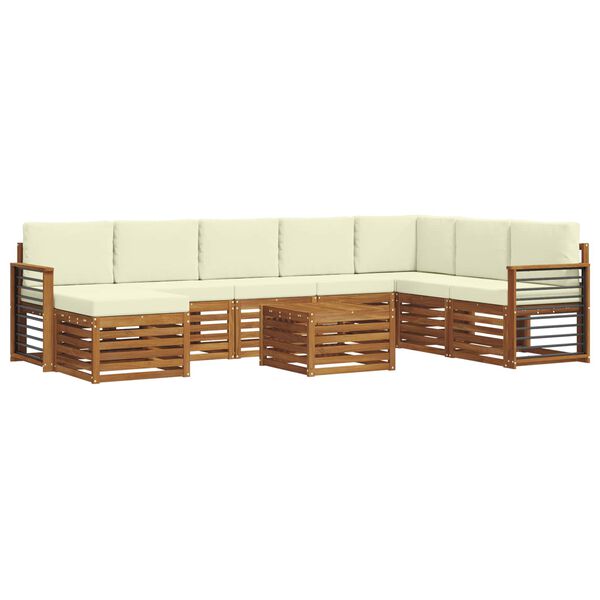 vidaXL Conjunto de Sof&aacute; Sectional com almofada 9 pcs Natural e Creme