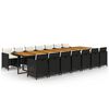 vidaXL 15 pcs conjunto de jantar p/jardim com almofad&otilde;es vime PE preto