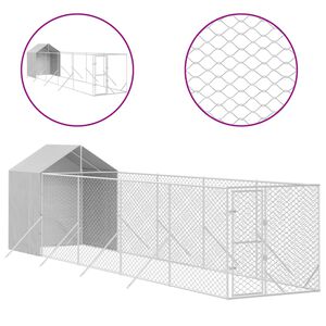 vidaXL Canil de exterior com teto 2x10x2,5 m aço galvanizado prateado