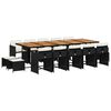 vidaXL 15 pcs conjunto de jantar p/jardim com almofad&otilde;es vime PE preto