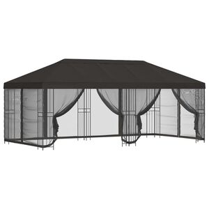 vidaXL Gazebo com paredes laterais 6 x 3 m Antracite Poli&eacute;ster e A&ccedil;o