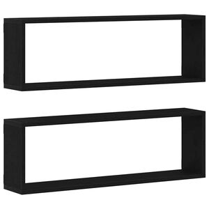 vidaXL Prateleira de Parede 2 pcs Carvalho Preto 80 x 15 x 26 cm