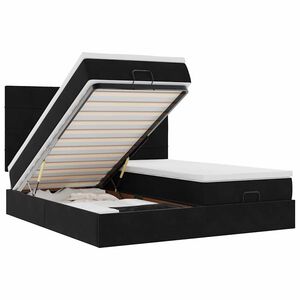 vidaXL Estrutura de cama otomana com colch&otilde;es 200x200cm veludo preto