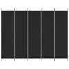 vidaXL Divis&oacute;ria de quarto com 5 pain&eacute;is 250x200 cm tecido preto