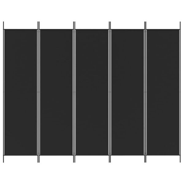vidaXL Divis&oacute;ria de quarto com 5 pain&eacute;is 250x200 cm tecido preto