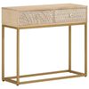 vidaXL Mesa consola 90x30x76 cm madeira de mangueira maci&ccedil;a e ferro