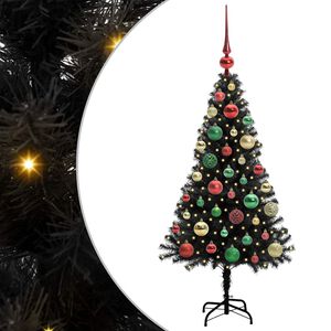 vidaXL &Aacute;rvore de Natal com 150 LEDs com suporte Preto 120 cm PVC