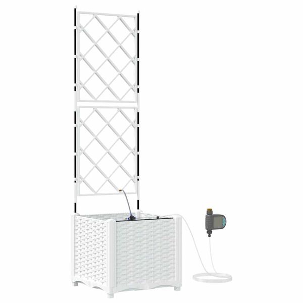 vidaXL Vaso de Jardim Branco 40 x 40 x 142 cm Pl&aacute;stico