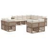 vidaXL Conjunto de Sof&aacute; de Jardim 11 pcs Bege vime PE