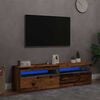 vidaXL M&oacute;veis de TV com luzes LED 2pcs derivados madeira madeira velha