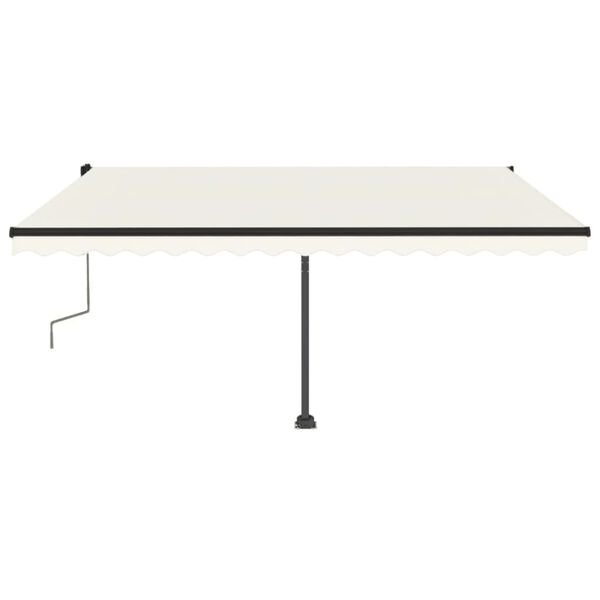 vidaXL Toldo retr&aacute;til manual com LED 400x350 cm cor creme
