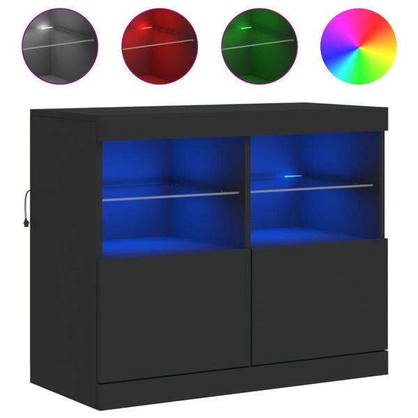 vidaXL Aparador com luzes LED 81x37x67 cm preto