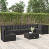 vidaXL 7 pcs conjunto lounge de jardim c/ almofad&otilde;es vime PE preto