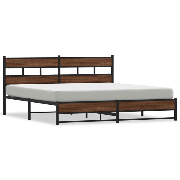 vidaXL Estrutura cama sem colch&atilde;o 193x203 cm metal carvalho castanho