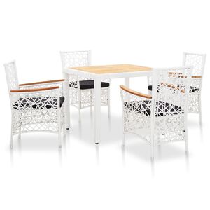 vidaXL 5 pcs conjunto de jantar para exterior vime PE branco