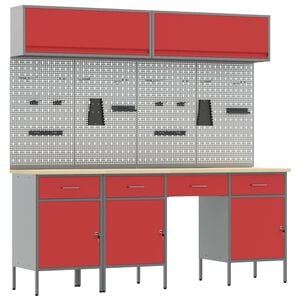 vidaXL Conjunto de Arm&aacute;rios de Trabalho com gaveta 10 unid. Vermelho