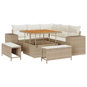 vidaXL Conjunto de Sof&aacute; de Jardim 8 unid. Bege vime PE