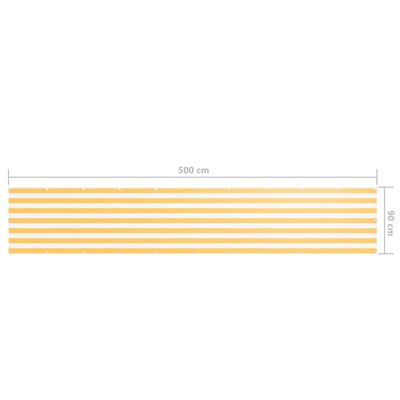 vidaXL Tela de varanda 90x500 cm tecido Oxford branco e amarelo