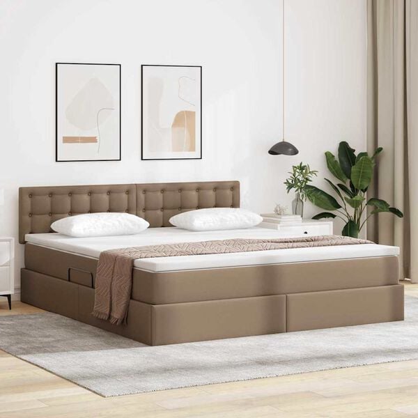 vidaXL Cama com arruma&ccedil;&atilde;o e colch&atilde;o Cappuccino 160 x 200 cm