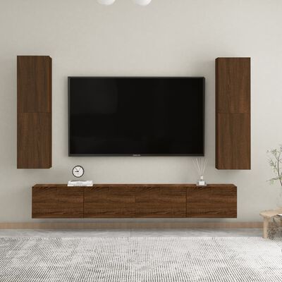 vidaXL Móveis de TV de parede 2 pcs 30,5x30x110 cm carvalho castanho