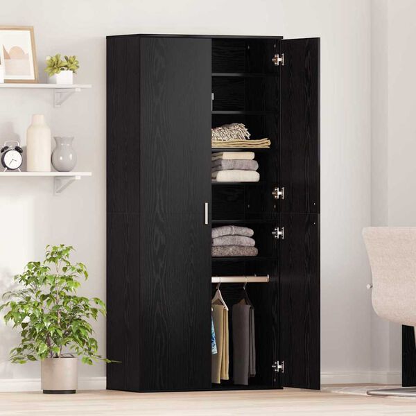 vidaXL Highboard Carvalho preto 80 x 39 x 178 cm Madeira processada