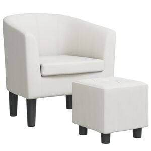 vidaXL Poltrona com apoio de p&eacute;s couro artificial branco