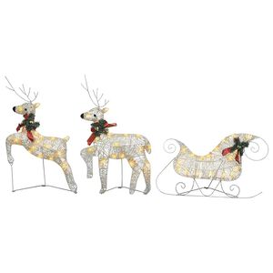 vidaXL Decora&ccedil;&atilde;o de Natal renas/tren&oacute; de exterior 60 luzes LED dourado