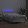 vidaXL Cama box spring c/ colch&atilde;o/LED 90x190 cm couro artificial creme