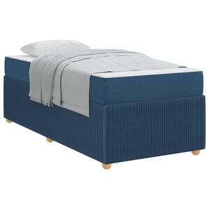 vidaXL Estrutura da Cama com colch&atilde;o Azul 100 x 200 cm tecido