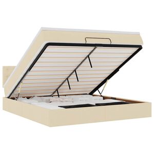 vidaXL Cama Otomana com colch&atilde;o & LEDs 180x200cm tecido creme