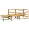 vidaXL 3 pcs conj. lounge de jardim bambu c/ almofadões cinzento-claro