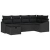 vidaXL Conjunto de Sof&aacute;s 6 unid. Preto vime PE