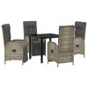 vidaXL Conjunto de Jantar para Jardim 5 pcs Cinzeto vime PE