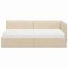 vidaXL Estrutura de Cama de Canto com Colch&atilde;o 2 pcs Creme Veludo